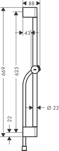 Hansgrohe Unica Pulsify S 65 cm zuhanyrúd zuhanycsővel, szálcsiszolt fekete króm 24400340