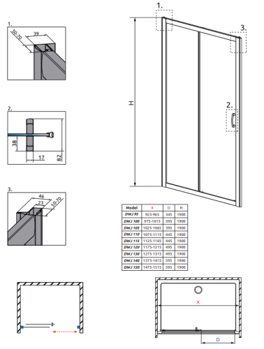Radaway Premium Plus DWJ 115 zuhanyajtó (33306-01-01N)