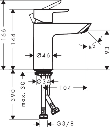 Hansgrohe Neovis Q 100 CoolStart egykaros mosdócsaptelep push-open lefolyógarnitúrával, króm 71352000