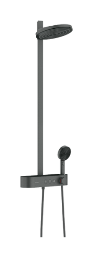 Hansgrohe Pulsify S Showerpipe EcoSmart 260 2jet ShowerTablet Select 400 termosztátos zuhanyrendszer, szálcsiszolt fekete króm 24241340