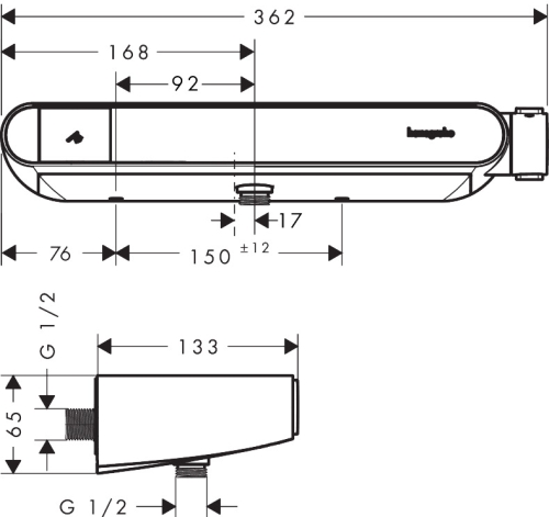 Hansgrohe ShowerTablet Select 360 termosztátos zuhanycsaptelep, matt fekete 13158670
