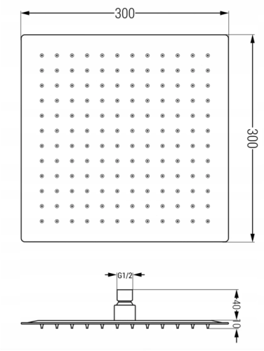 Mexen Slim 30x30 cm-es fejzuhany, arany 79130-50