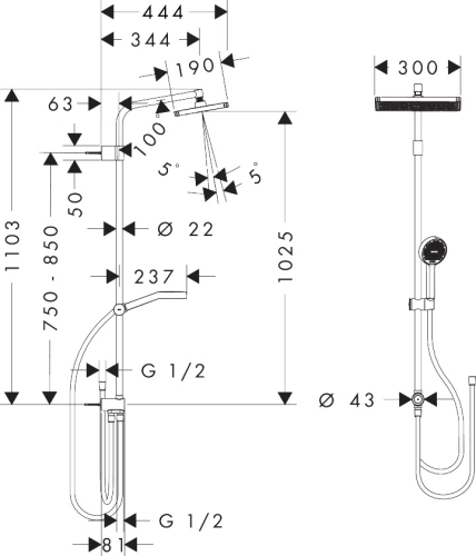 Hansgrohe Activera Q Showerpipe EcoSmart 290/180 1jet Reno zuhanyrendszer csaptelep nélkül, króm 28757000