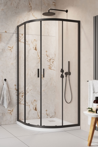 Radaway Alienta Black A 80x80 cm íves zuhanykabin, fekete 10228080-54-01