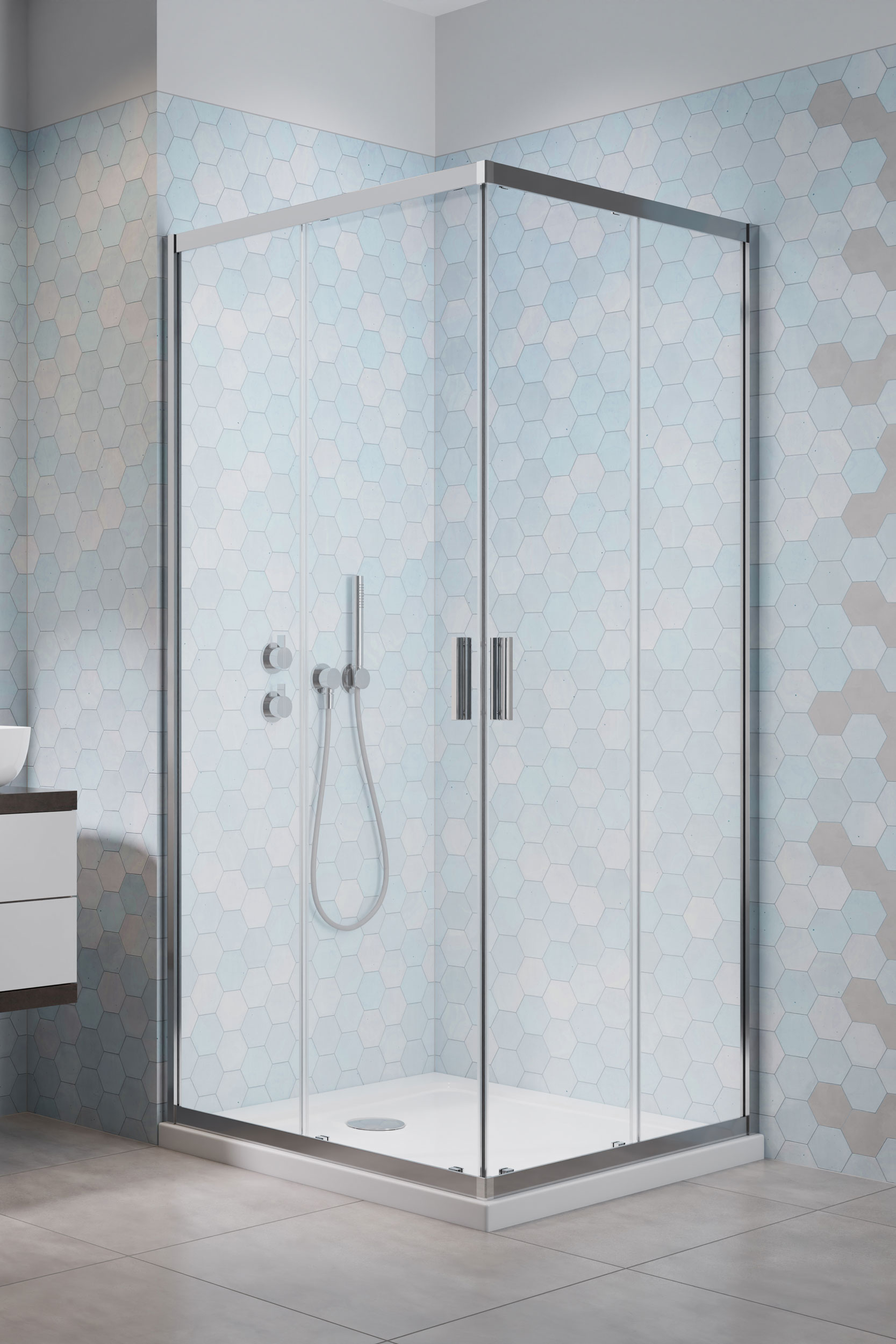 Radaway Alienta D 80x90 cm szögletes zuhanykabin, króm 10258090-01-01