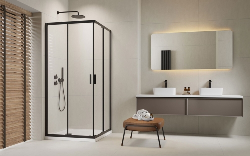 Radaway Alienta Black C 80x80 cm szögletes zuhanykabin, fekete 10238080-54-01