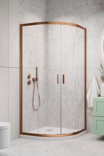 Radaway Alienta Brushed Copper A 80x80 cm íves zuhanykabin, szálcsiszolt réz 10228080-93-01