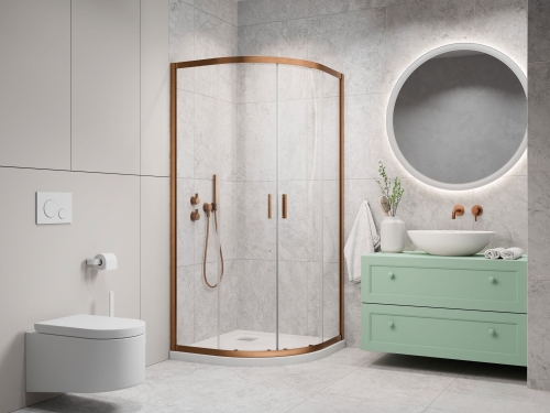 Radaway Alienta Brushed Copper E 80x90 cm íves zuhanykabin, szálcsiszolt réz 10248090-93-01