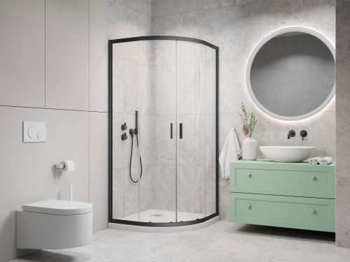 Radaway Alienta Brushed GunMetal A 80x80 cm íves zuhanykabin, szálcsiszolt fegyvermetál 10228080-92-01