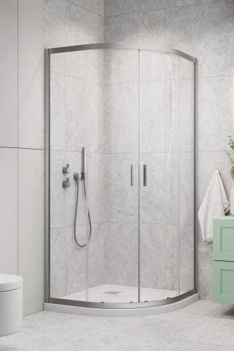 Radaway Alienta Brushed Nickel A 90x90 cm íves zuhanykabin, szálcsiszolt króm 10229090-91-01