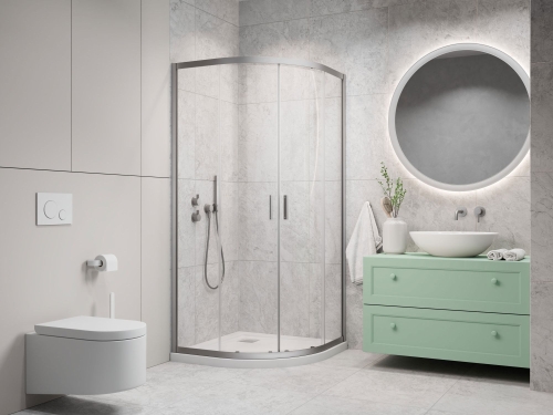 Radaway Alienta Brushed Nickel A 90x90 cm íves zuhanykabin, szálcsiszolt króm 10229090-91-01