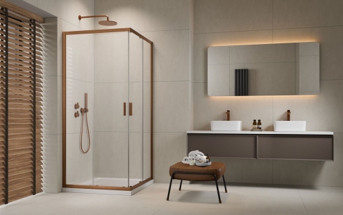 Radaway Alienta Brushed Copper D 80x100 cm szögletes zuhanykabin, szálcsiszolt réz 10258010-93-01