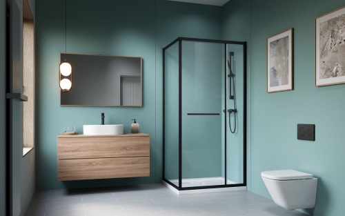 Radaway Alienta Black SD II 100x80 cm szögletes zuhanykabin, fekete 10192180-54-01
