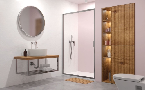 Radaway Alienta DWJ 140 cm zuhanyajtó, króm 10260140-01-01