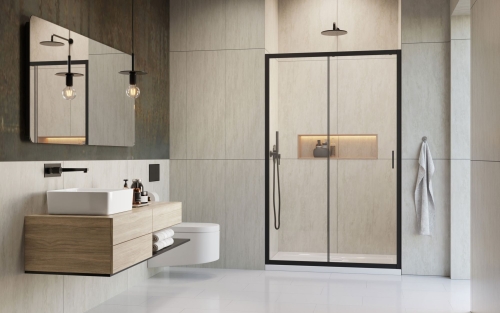 Radaway Alienta Black DWJ 120 cm zuhanyajtó, fekete 10260120-54-01
