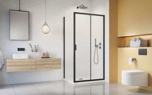 Radaway Alienta Black DWJ 130 cm zuhanyajtó, fekete 10260130-54-01