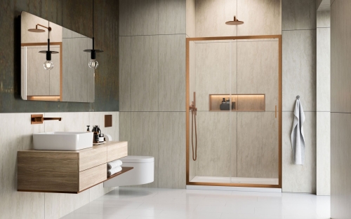 Radaway Alienta Brushed Copper DWJ 110 cm zuhanyajtó, szálcsiszolt réz 10260110-93-01