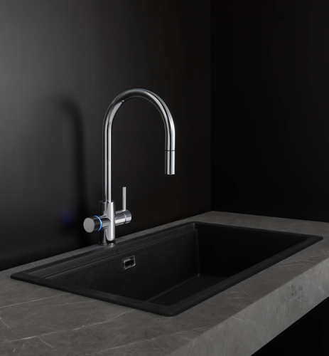 Roca Aquafy Cold- Start-os víztisztítós konyhai csaptelep kihúzható kifolyóval, króm A5A8D3GC00
