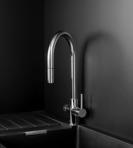Roca Aquafy Cold- Start-os víztisztítós konyhai csaptelep kihúzható kifolyóval, króm A5A8D3GC00