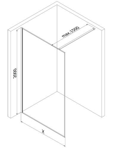Mexen Kioto 120 cm Walk-in zuhanyfal Crackle átlátszó üveggel, króm 800-120-101-01-04-X