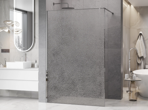 Mexen Kioto 120 cm Walk-in zuhanyfal Crackle átlátszó üveggel, króm 800-120-101-01-04-X