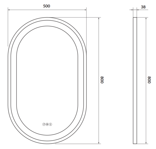Cersanit CREA II 50x80 cm ovális tükör LED világítással, arany S1058-035