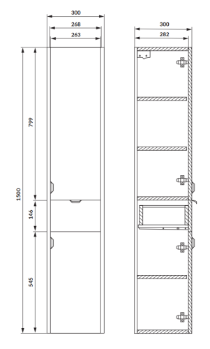 Cersanit OVIDA 30 cm magas kiegészítő szekrény, fényes fehér S1058-004