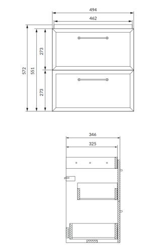 Cersanit MILLE Slim 50 cm alsószekrény, matt fekete S1021-006