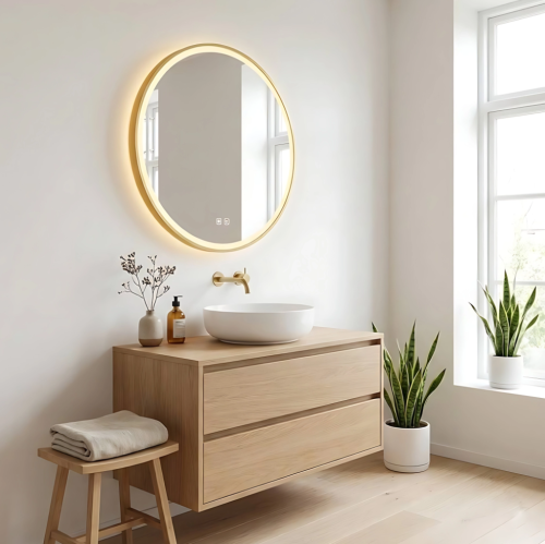 Rea MMJ 70 cm tükör LED világítással, arany HOM-02502