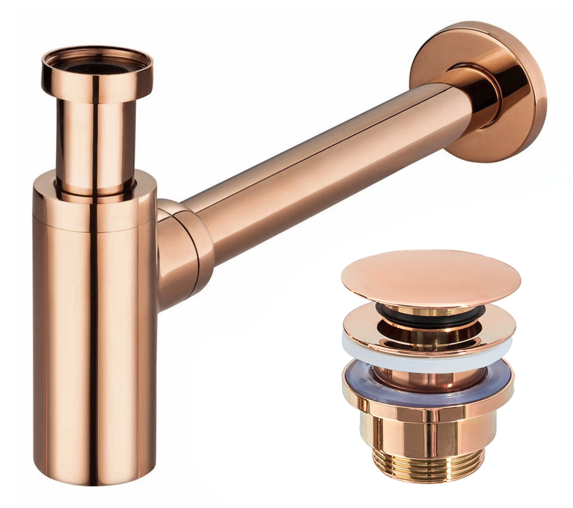 Rea mosdószifon click-clack leeresztő szeleppel, rose gold REA-A8541