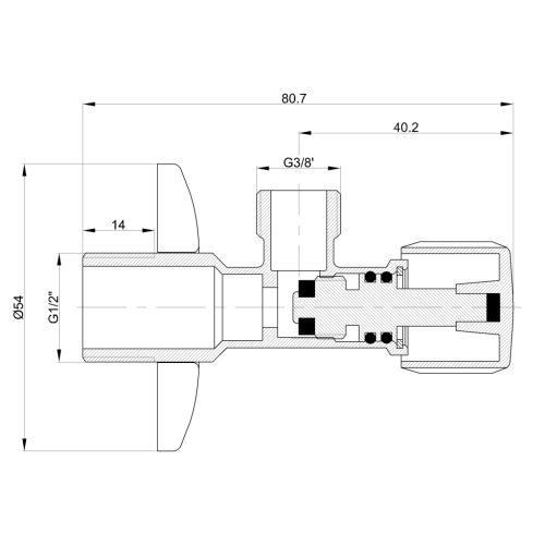 Invena sarokszelep 1/2 X 3/8, króm ZW-52-010-L