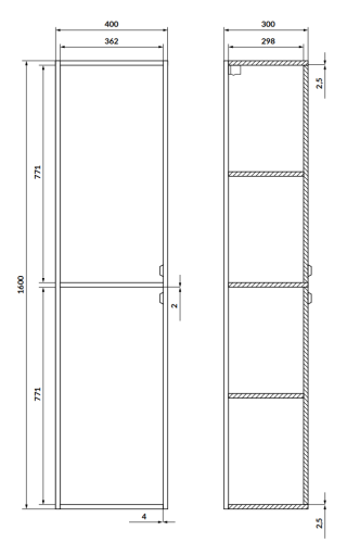 Cersanit ATRATO 40 cm magas kiegészítő szekrény, hickory tölgy S1026-002