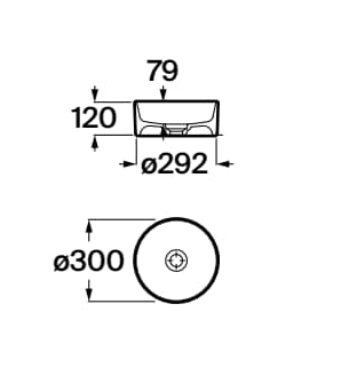 Roca Terra pultra ültethető FINECERAMIC mosdó 30 cm, matt fekete A32787U080