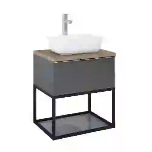 AREZZO design MONTEREY 60 cm-es alsószekrény 1 fiókkal szifonkivágással magasfényű antracit, AR-167076