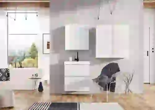 AREZZO design MONTEREY 60 cm-es alsószekrény 2 fiókkal szifonkivágással, magasfényű fehér AR-167077