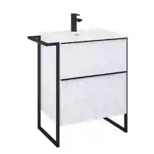 AREZZO design MONTEREY 60 cm-es alsószekrény 2 fiókkal szifonkivágással, magasfényű fehér AR-167077