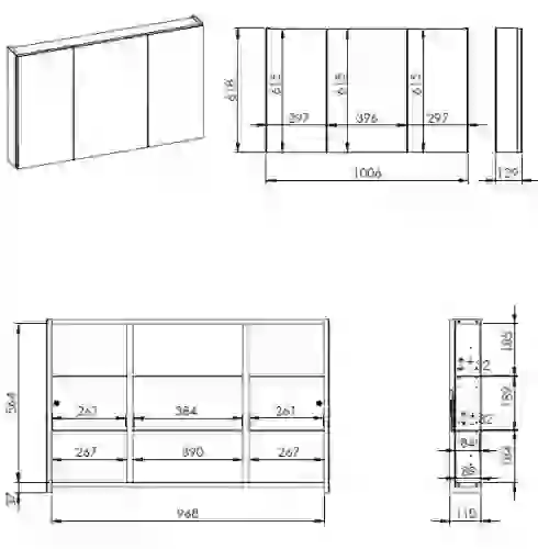 AREZZO design BASIC 100 tükrös szekrény 3 ajtó AR-904655