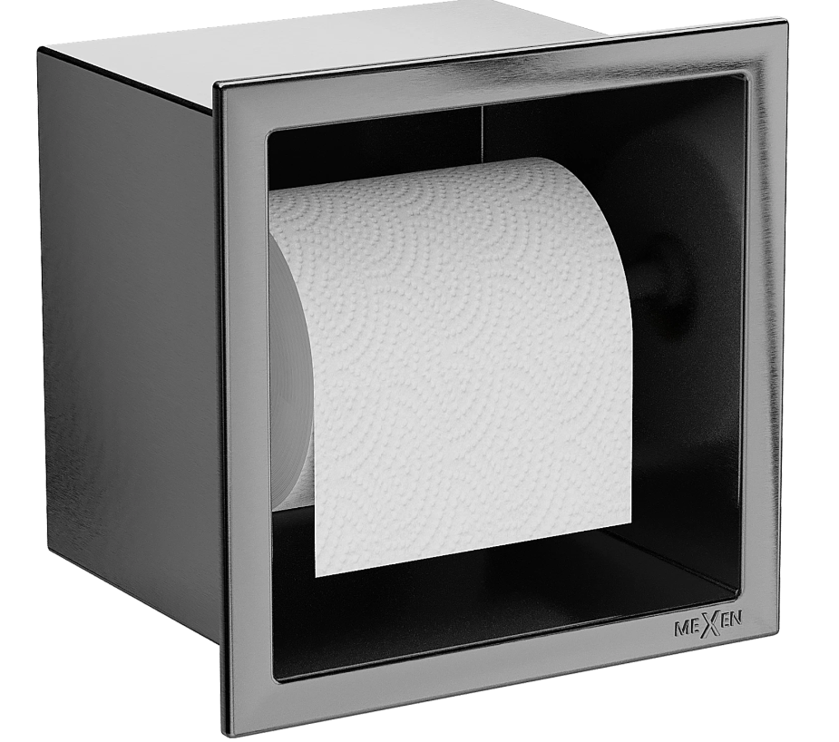 Mexen X-Wall-P falba süllyeszthető wc-papír tartó, szálcsiszolt fegyver szürke 19E3