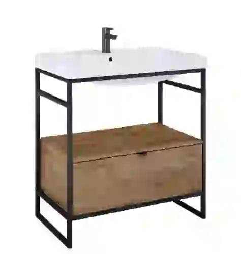 AREZZO design NEBO alsószekrény 80 cm-es, 1 fiókkal, canela tölgy, matt fekete AR-168432SET