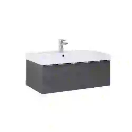 AREZZO design MONTEREY 80 cm-es alsószekrény 1 fiókkal szifonkivágással magasfényű antracit, AR-167080