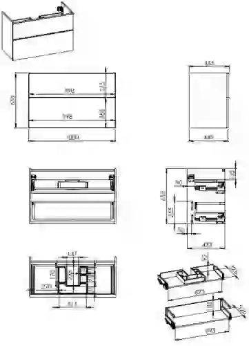 AREZZO design MONTEREY 100 cm-es alsószekrény 2 fiókkal szifonkivágással magasfényű fehér AR-167085