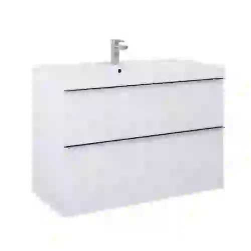 AREZZO design MONTEREY 100 cm-es alsószekrény 2 fiókkal szifonkivágással magasfényű fehér AR-167085