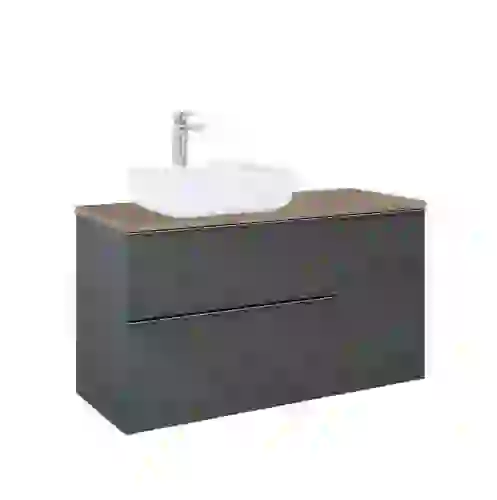 AREZZO design MONTEREY 100 cm-es alsószekrény 2 fiókkal szifonkivágással magasfényű antracit AR-167086