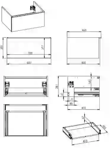 AREZZO design MONTEREY 60 cm-es alsószekrény 1 fiókkal, szifonkivágás nélkül magasfényű antracit AR-167088