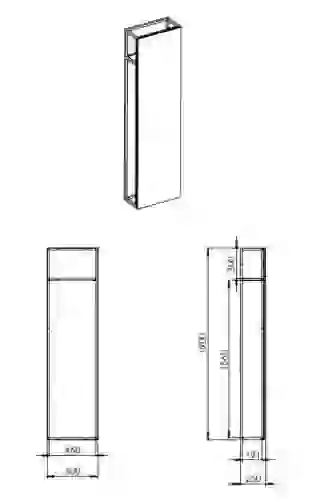 AREZZO design NEBO tükör canela tölgy polccal 190x50 cm, matt fekete AR-168366