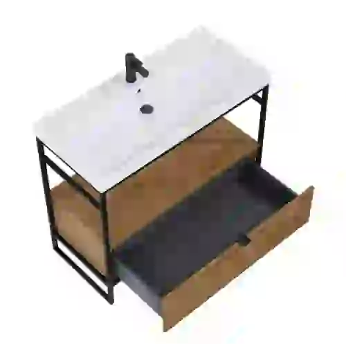 AREZZO design NEBO alsószekrény 100 cm-es, 1 fiókkal, canela tölgy, matt fekete AR-168433SET