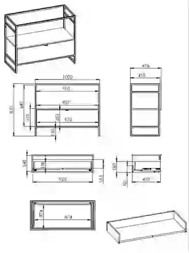 AREZZO design NEBO alsószekrény 100 cm-es, 1 fiókkal, canela tölgy, matt fekete AR-168433SET