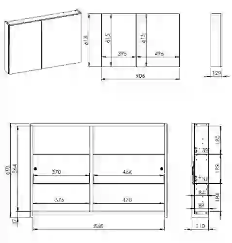 AREZZO design BASIC 2 ajtós tükrös szekrény 90x62 cm AR-904662