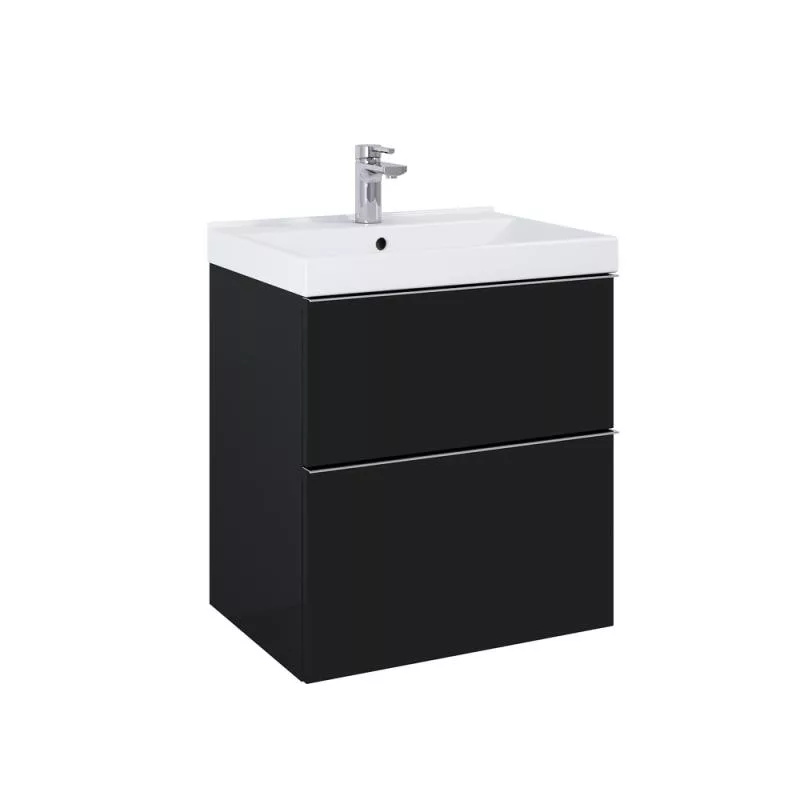 AREZZO design MONTEREY 60 cm-es alsószekrény 2 fiókkal szifonkivágással, matt fekete színben AR-168105