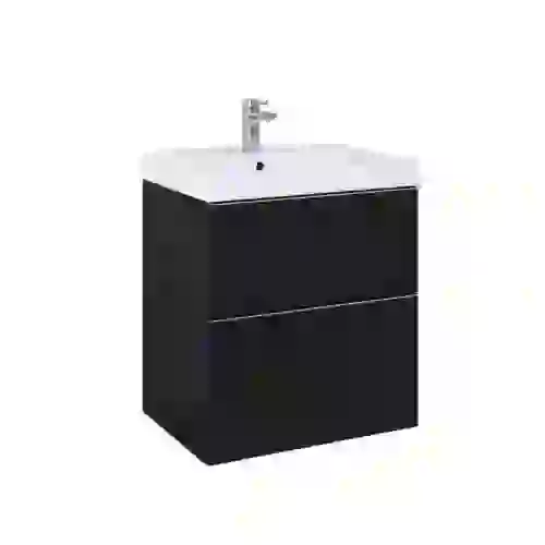 AREZZO design MONTEREY 60 cm-es alsószekrény 2 fiókkal szifonkivágással, matt fekete színben AR-168105